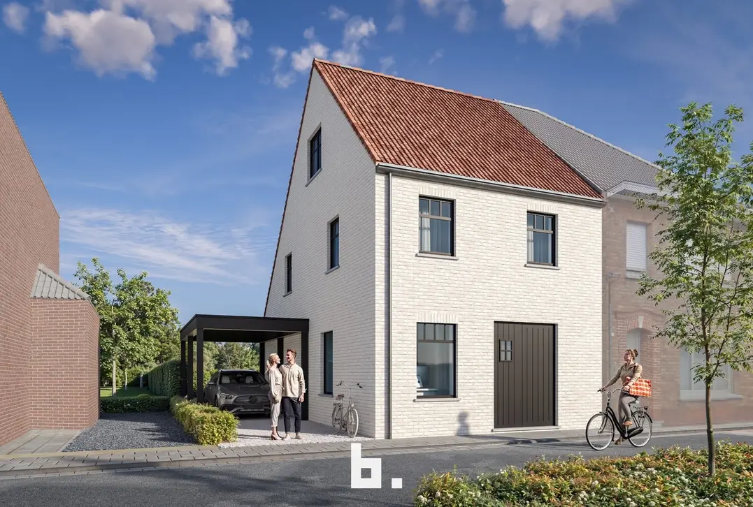 De halfopen bebouwing (512 m²) zal een moderne look hebben en voorzien zijn van alle hedendaags comfort en duurzame technieken. Inclusief warmtepomp, 