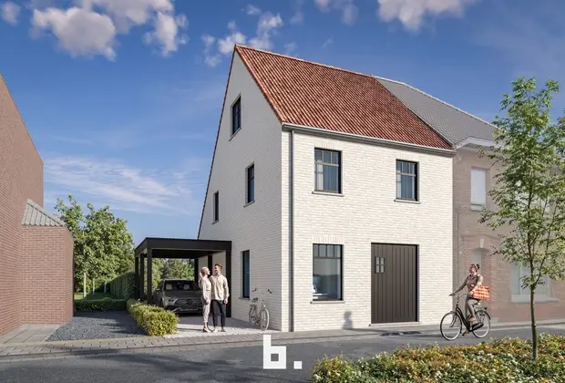 De halfopen bebouwing (512 m²) zal een moderne look hebben en voorzien zijn van alle hedendaags comfort en duurzame technieken. Inclusief warmtepomp, 